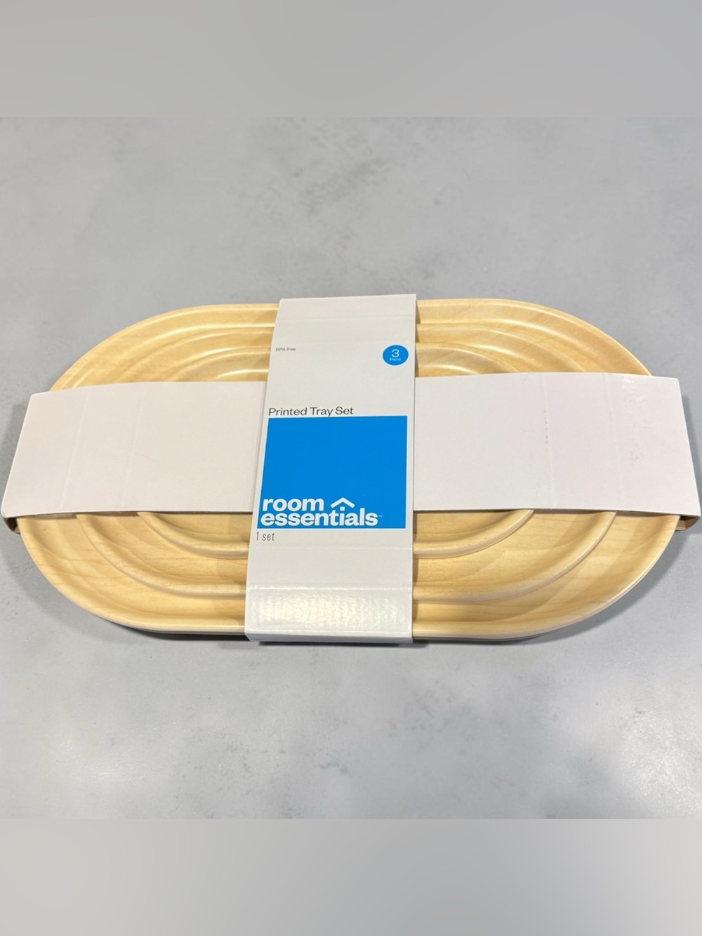 Room Essentials Oval Serving Tray Set - Pale Yellow and Cream